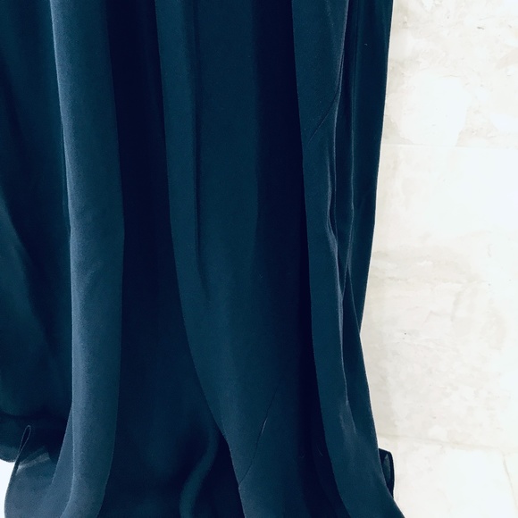 LAUNDRY BY DESIGN Long Dress {4} Gown Navy Blue Silk Chiffon Spaghetti S… - Picture 6 of 14